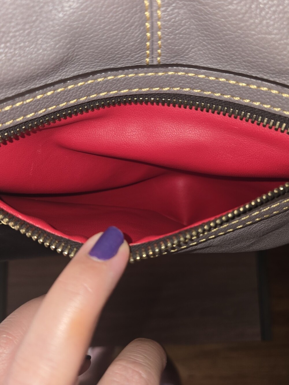 Dooney & Bourke Taupe and Black Leather Hobo Shoulder Bag - Picture 7 of 14
